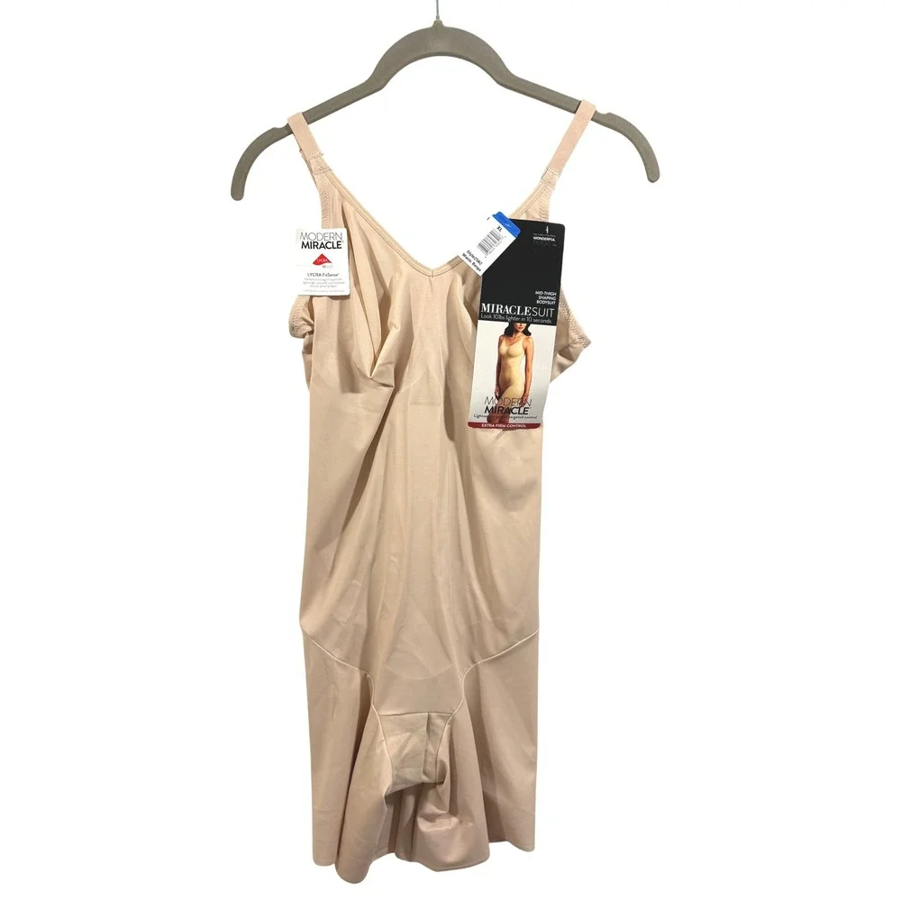 Miraclesuit Modern Miracle Thigh Slimmer Bodysuit 2562 Warm Beige XL NEW